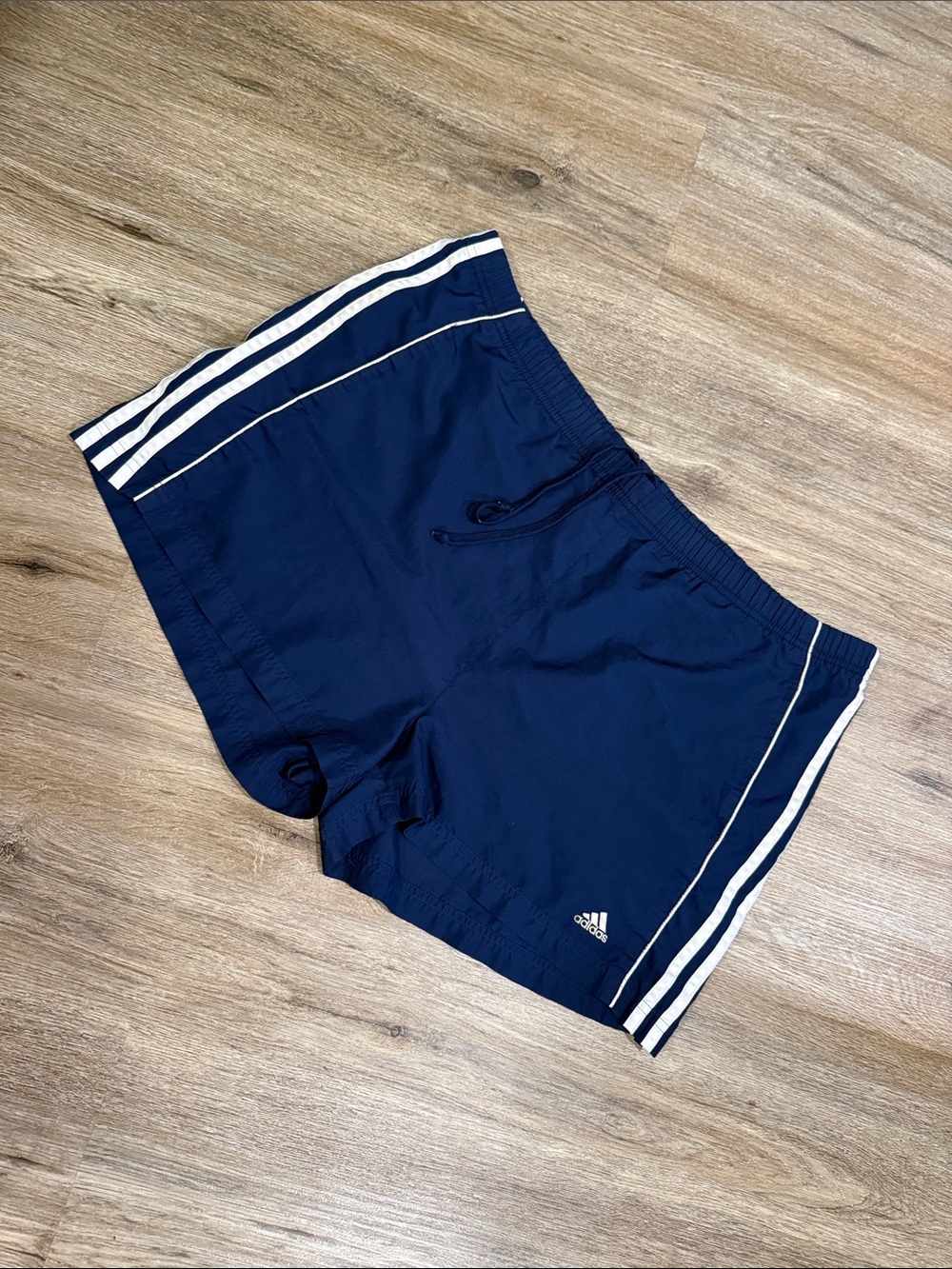 adidas Navy Track Shorts with White Stripe XL